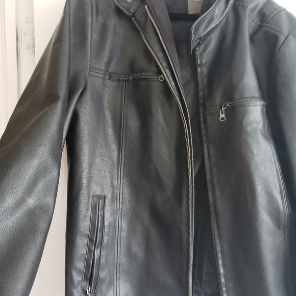 Mens DH3 hooded leather jacket. Size large - Picture 3 of 11